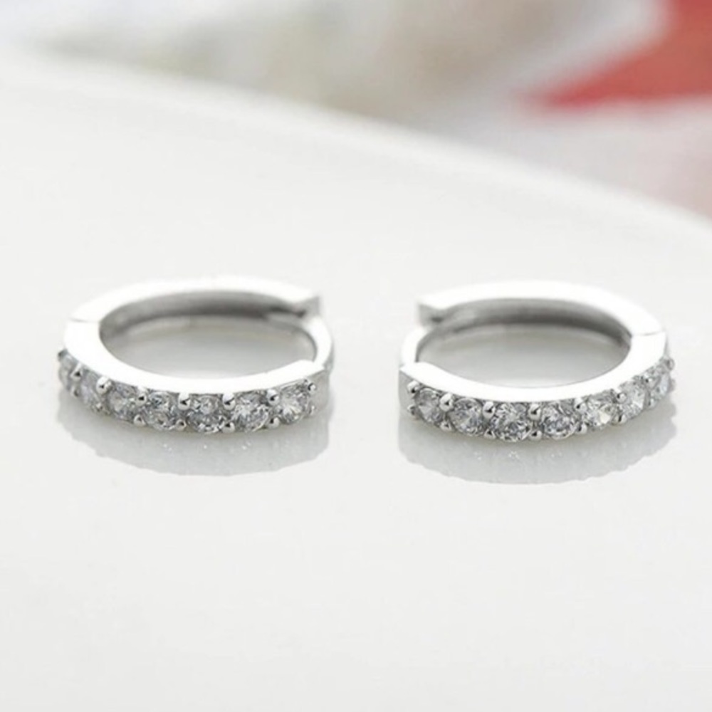 New round circle sterling silver earrings - Picture 6 of 7